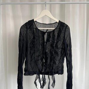 Vintage Y2K 90s 00s sheer tie ruffle top
